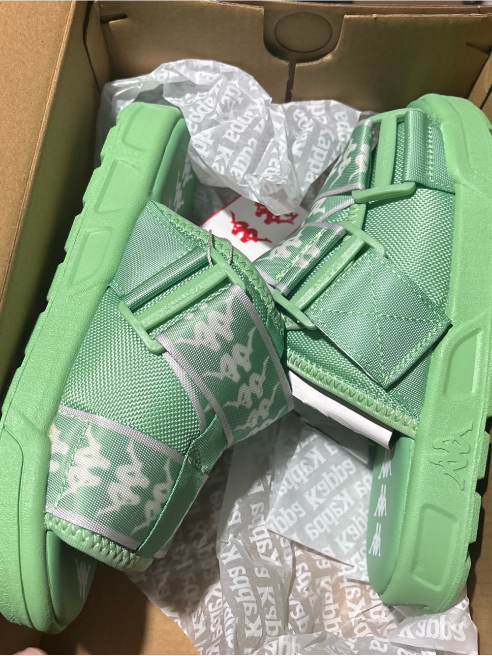 Kappa Kids Light Green Slip-On Sandals with Logo Straps